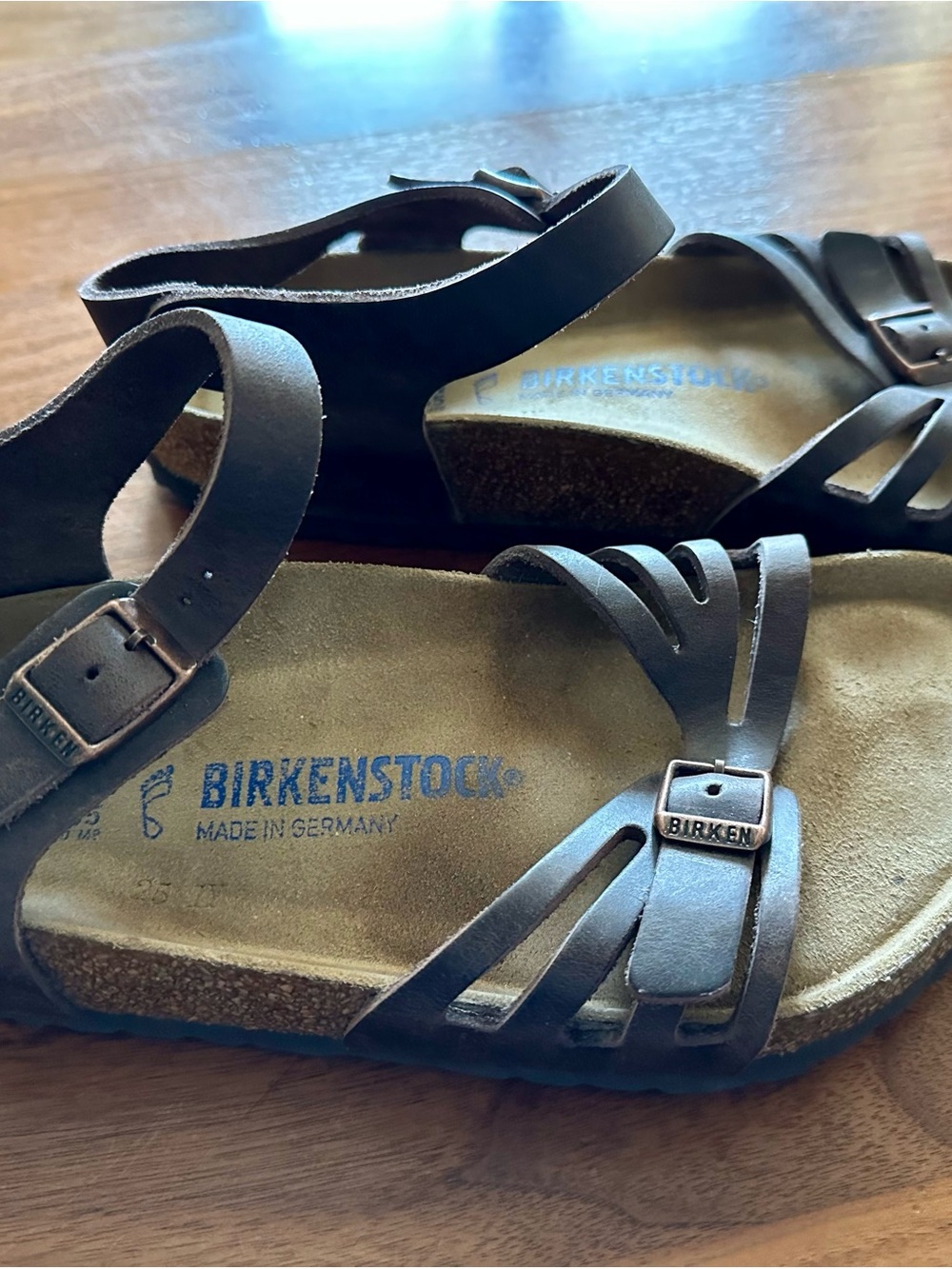 Birkenstock Brown Strap Buckle Cork-Footbed Sandals - Picture 2 of 5